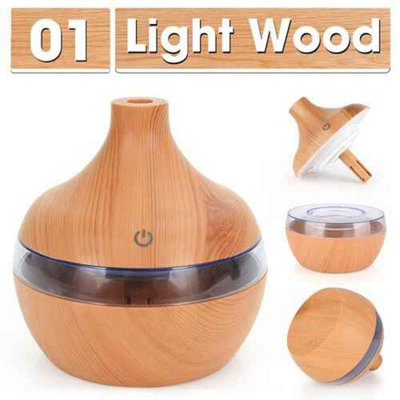  - Light Wood Grain Led Ultrasonic Aroma Diffuser And Humidifier For Essential Oils And Air Freshening