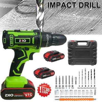 21V Cordless Combi Drill Driver Set With 2 Batteries Electric Screwdriver Kit from B&Q