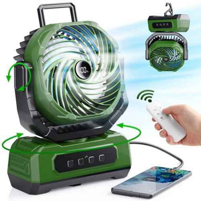 Portable Camping Fan ,1000Mah Rechargeable Battery Fan With Led Light from B&Q