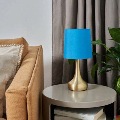  - 2 Pack Touch Table Lamps 34Cm Dimmable Bedside Reading Lamps Gold Blue