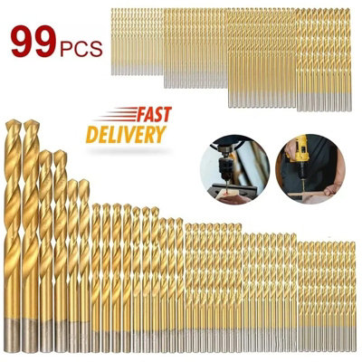 99Pcs Titanium Coated Hss Drill Bit Set 1.5 To 10mm Wood Metal Kit With Case from B&Q