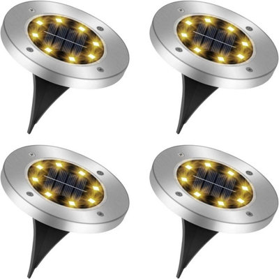 4X Led Solar Ground Lights Outdoor Garden Path Lawn Decking Lamps from B&Q