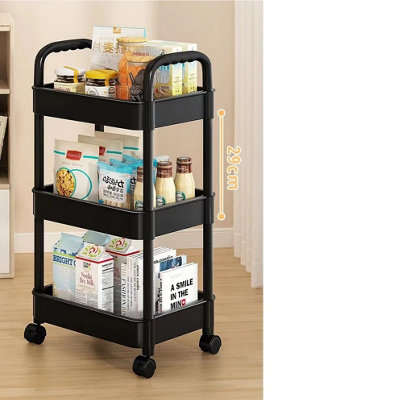  - 3 Tier Storage Trolley Cart On Wheels Rolling Kitchen Bathroom Laundry Rack