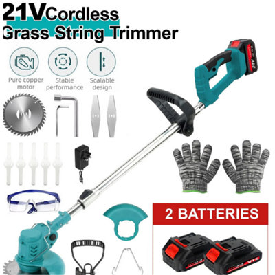  - 2 Battery 21V Cordless Grass Trimmer Garden Edger Weed Cutter