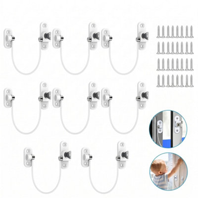 8Pcs Window And Door Cable Restrictor Safety Lock With Key Child And Baby Security Catch Wire from B&Q