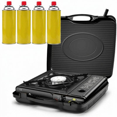 - Portable Camping Stove 4 Cartridge Single Burner Outdoor Bbq Cooker Compact Kit