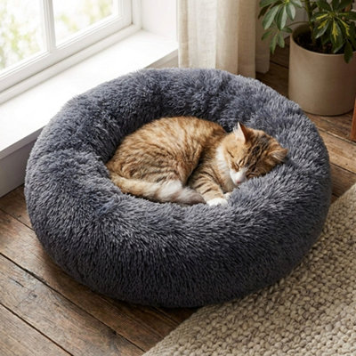  - Soft Round Donut Pet Bed For Dogs And Cats Calming Anti Anxiety Washable