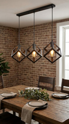  - 3 Way Vintage Industrial Pendant Light  Led Ceiling Hanging Lamp Without Blub