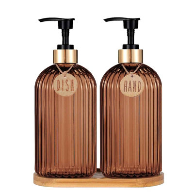  - 2Pcs Reusable Soap Dispenser Bottles With Tray