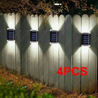  - 4 Pack Super Bright Solar Fence Lights    Outdoor Waterproof Led Garden Wall Lamps