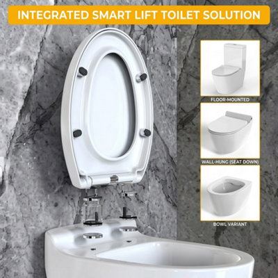Soft Close Toilet Seat White Oval Bathroom Seat With Universal Hinges
