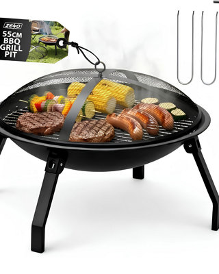 Round Outdoor Fire Pit Bbq Grill Garden Brazier Stove  Wood Burning Firepit For Backyard Camping Patio And Outdoor Gar from B&Q