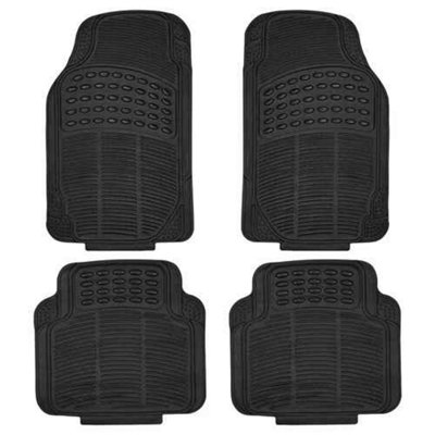 4Pcs Heavy Duty Universal Black Rubber Car Mats Non-Slip Floor Mat Set For Van & Car from B&Q
