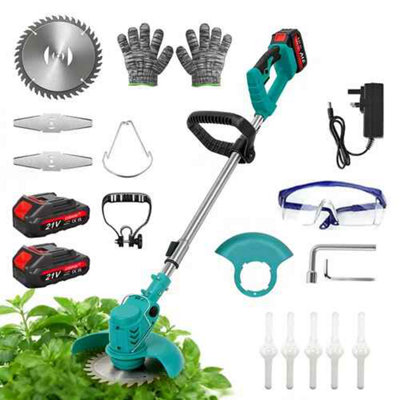  - 21V Cordless Grass Trimmer Garden Edger Weed Cutter With 2 Batteries