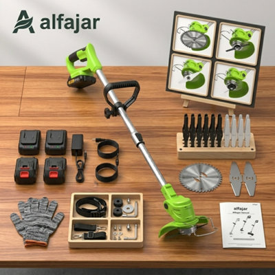  - 21V Cordless Grass Trimmer And Garden Edger With 2 Batteries Green