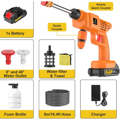  - 21V Cordless High Pressure Car Washer Portable Water Jet Cleaner Gun