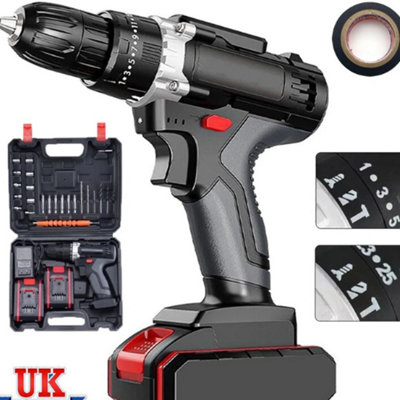  - 48V Cordless Hammer Drill Set Electric Impact Driver Screwdriver 2 Batteries Uk