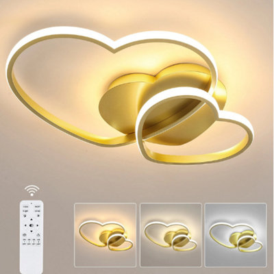  - 48W Led Heart Shape Ceiling Light Dimmable Chandelier With Remote