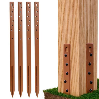  - 4Pcs Heavy Duty Fence Post Repair Stakes 75Cm Ground Spikes