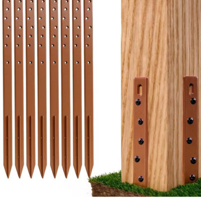  - 8Pcs Fence Post Repair Stakes 75Cm Heavy Duty Ground Spikes