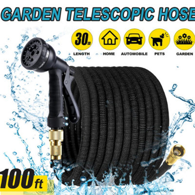 100Ft Flexible Garden Hose Heavy Duty With Nozzle Spray