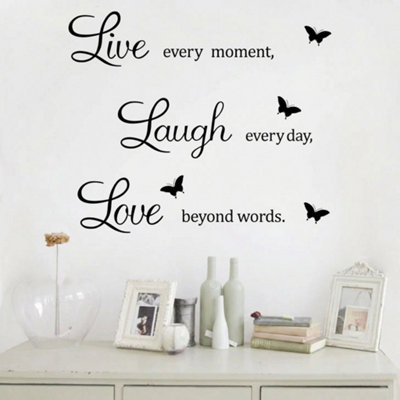 Live Laugh Love Butterfly Wall Sticker Vinyl Home Decor Decal from B&Q