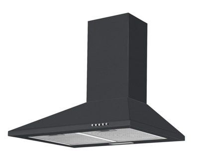  - 60Cm Black Chimney Cooker Hood Extractor Fan With Led Light