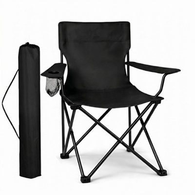  - Foldable Camping Chair With Cup Holder And Carry Bag Grey