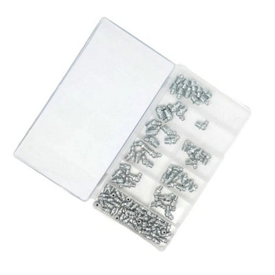  - 110Pc Grease Nipple Fittings Assortment Kit M6 M8 M10 Storage Case