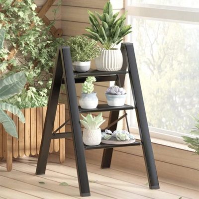 3 Step Portable Folding Ladder Lightweight Anti Slip Tread Stool Compact