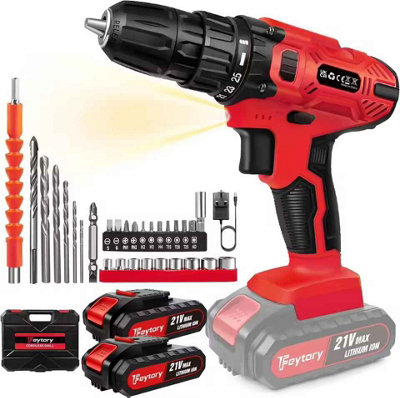 2 Batteries 21V Cordless Drill Set 45Nm Electric Screwdriver With 29Pcs Accessories from B&Q