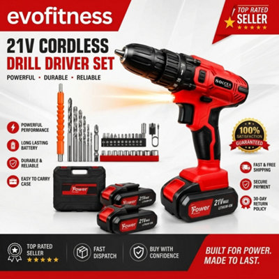  - 21V Brushless Cordless Drill Driver Kit With Two Rechargeable Batteries