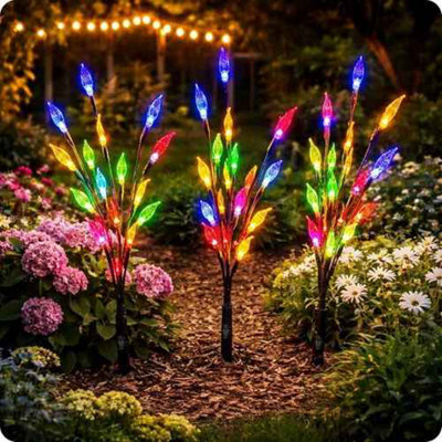  - 3 Pack Led Solar Powered Firefly Garden Branch Stake Lights