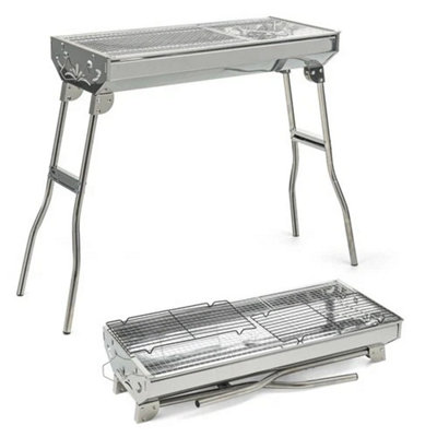 Folding Charcoal Bbq Grill Stainless Steel Portable Picnic Camping Grill from B&Q