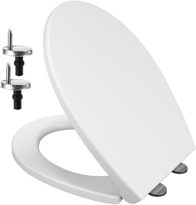 Soft Close Toilet Seat For Oval ToiletsAnti-Bacterial Bathroom Bowl Loo Cover With Quick Release Hinges
