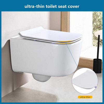 Ultra Thin Square Toilet Seat Soft CloseWhite Urea-Formaldehyde Quick Release For Easy CleaningUniversal Fit Loo Seats from B&Q