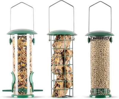 Wild Garden Bird Seed Feeder Heavy Duty Metal Hanging Loop Flip Top Easy Fill from B&Q