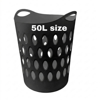  - 50L Large Flexible Laundry Basket Tall Plastic Clothes Washing Hamper Bin For Home Use