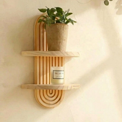  - Rainbow Wooden Wall Shelf Hanging Candle Holder Decor Storage Rack 1 Pcs