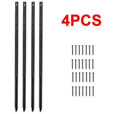  - Heavy Duty Fence Post Anchor Repair Kit Metal Ground Support Stakes 4 Pack