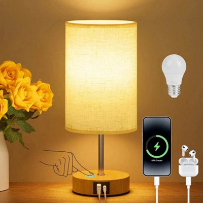  - Touch Control Bedside Table Lamp With Dual Usb Charging Ports & 3-Level Dimmable Warm Light