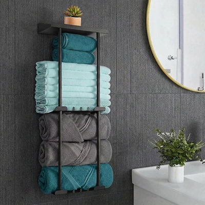  - Adjustable Wall Mounted Towel Rack Self Adhesive Bathroom Towel Holder