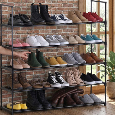  - 5 Tier Metal Shoe Rack Shoe Storage Organiser Holds 18 To 23 Pairs 100 Cm Stackable