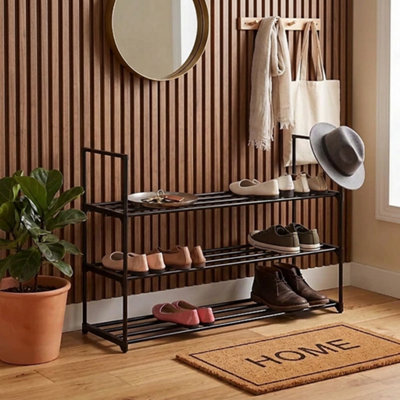  - 3 Tier Metal Shoe Rack Shoe Storage Organiser Stackable Holds 12 To 15 Pairs