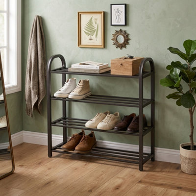  - 4 Tier Shoe Rack Metal Shoe Storage Organiser Stackable Fits 9 To 12 Pairs