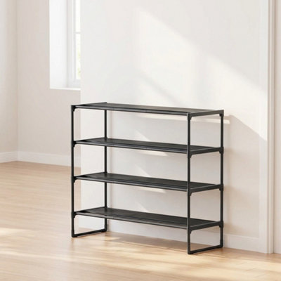  - 4 Tier Stackable Metal Shoe Rack Organizer Fits 16 To 20 Pairs For Hallway