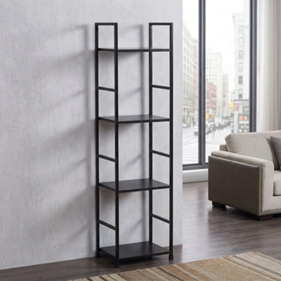  - 4 Tier Bookshelf Storage Unit For Office Living Room Bedroom Black 29 X 23.5 X 112Cm