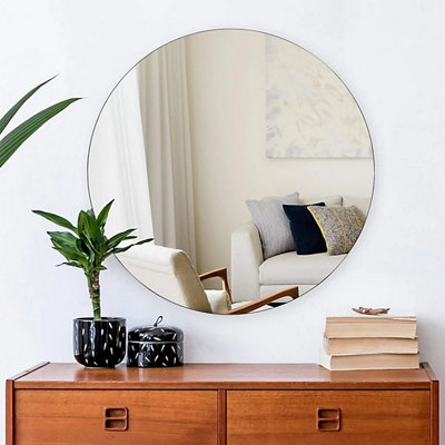  - 50Cm Round Frameless Wall Mirror For BathroomVanity & Entryway