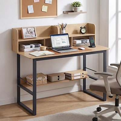  - Modern 120Cm Computer Desk With Storage Hutch And Bottom Shelf For Home Office Setup