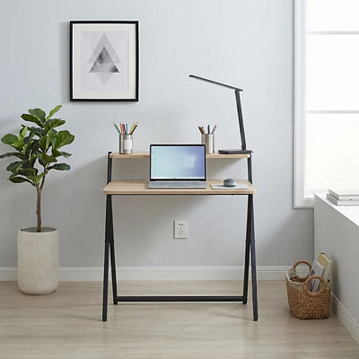  - Compact Foldable Computer Desk With 2 Tier Monitor Stand For Small Spaces